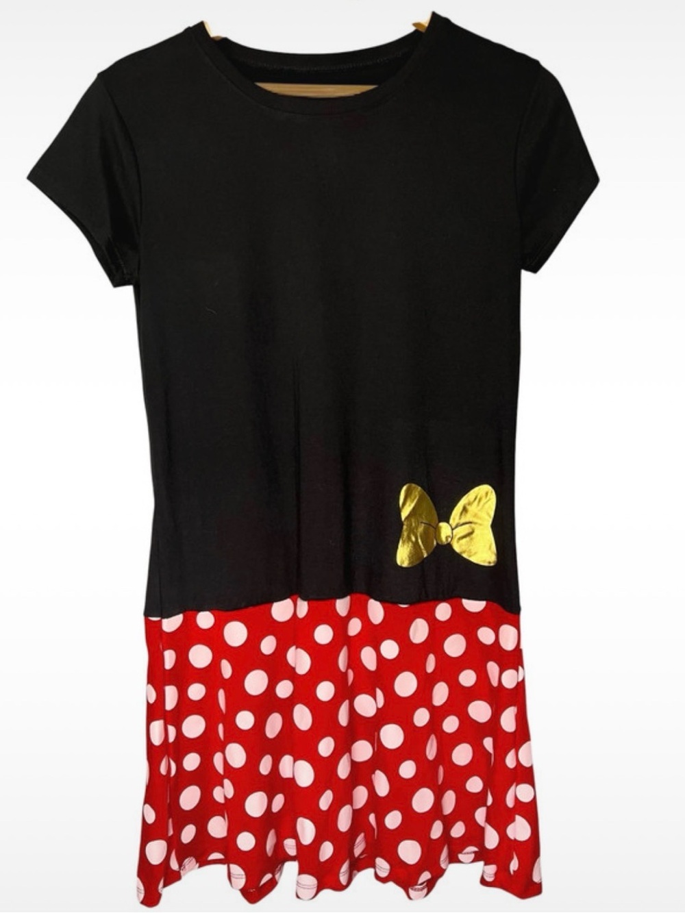 Disney Minnie Mouse Rocks the Dots T-Shirt Dress Polka Dots Bow Coquette